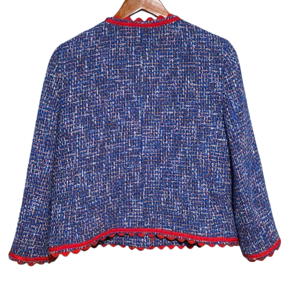 J. Crew Lady Jacket in Blue/Red Autumn Tweed Size 6 NWT - Picture 4 of 5